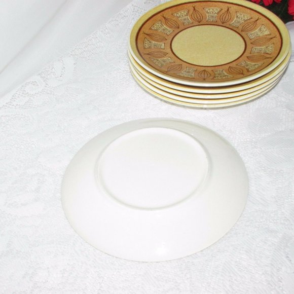 6 TST Taylor Smith Taylor Honey Gold Bread Plates Vintage Boho Retro Ironstone - Picture 3 of 3